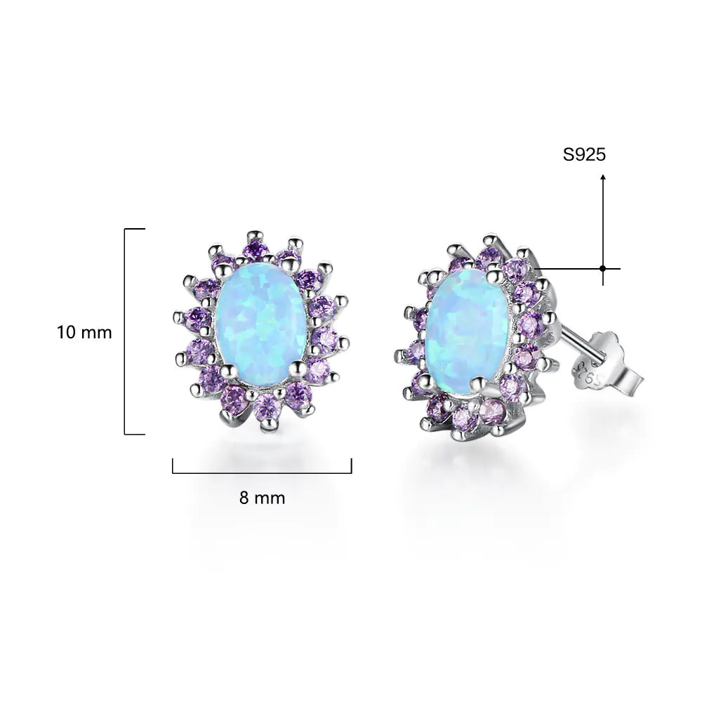 S925 Silver Jewelry with Purple Zircon Stud Earrings - Hydration Tribe LLC