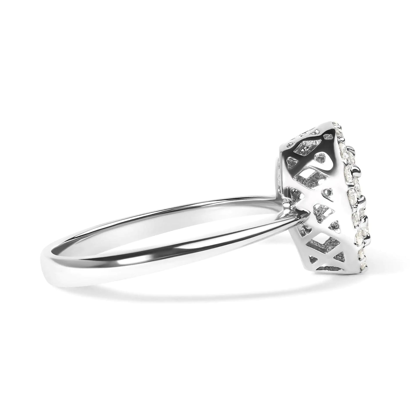 .925 Sterling Silver 3/8 Cttw Lab Grown Diamond Cluster and Halo Pear Promise Ring (G-H Color, VS2-SI1 Clarity) - Size 7 - Hydration Tribe LLC