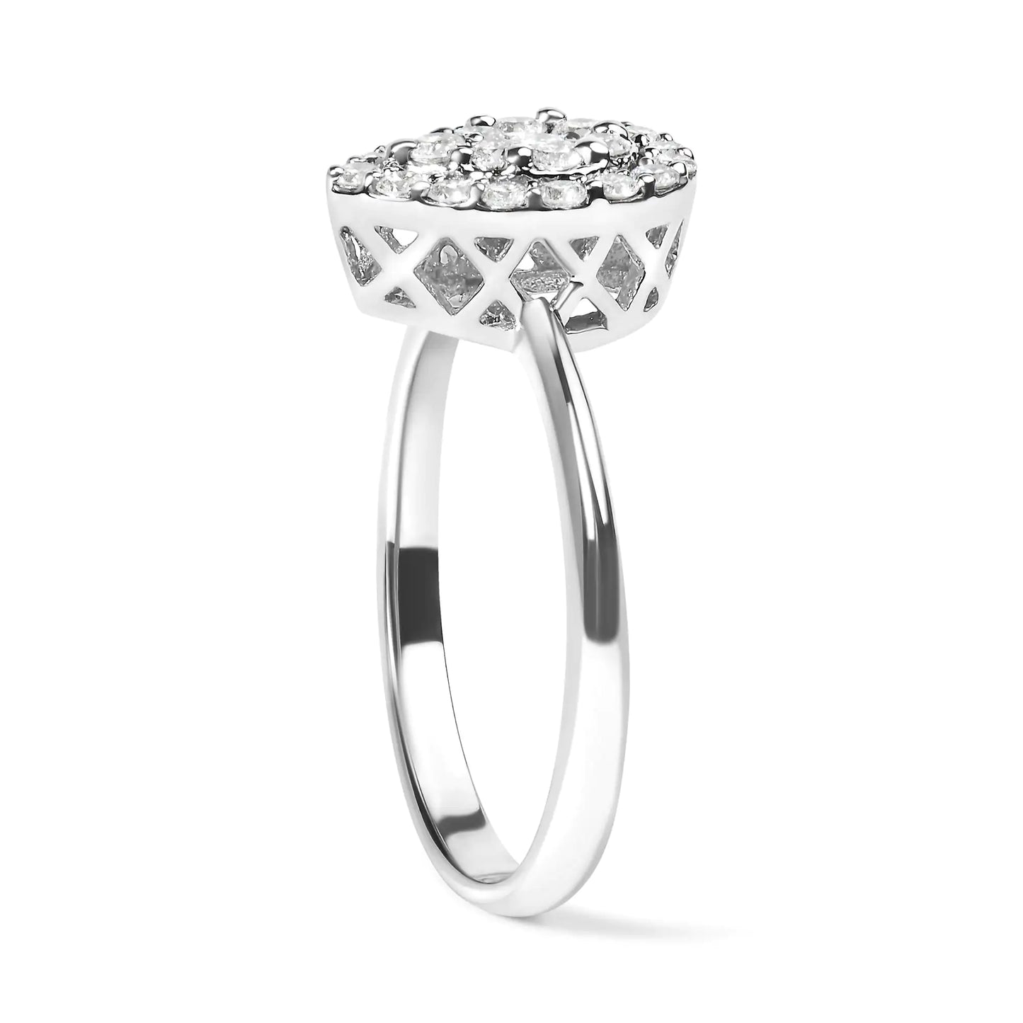 .925 Sterling Silver 3/8 Cttw Lab Grown Diamond Cluster and Halo Pear Promise Ring (G-H Color, VS2-SI1 Clarity) - Size 7 - Hydration Tribe LLC
