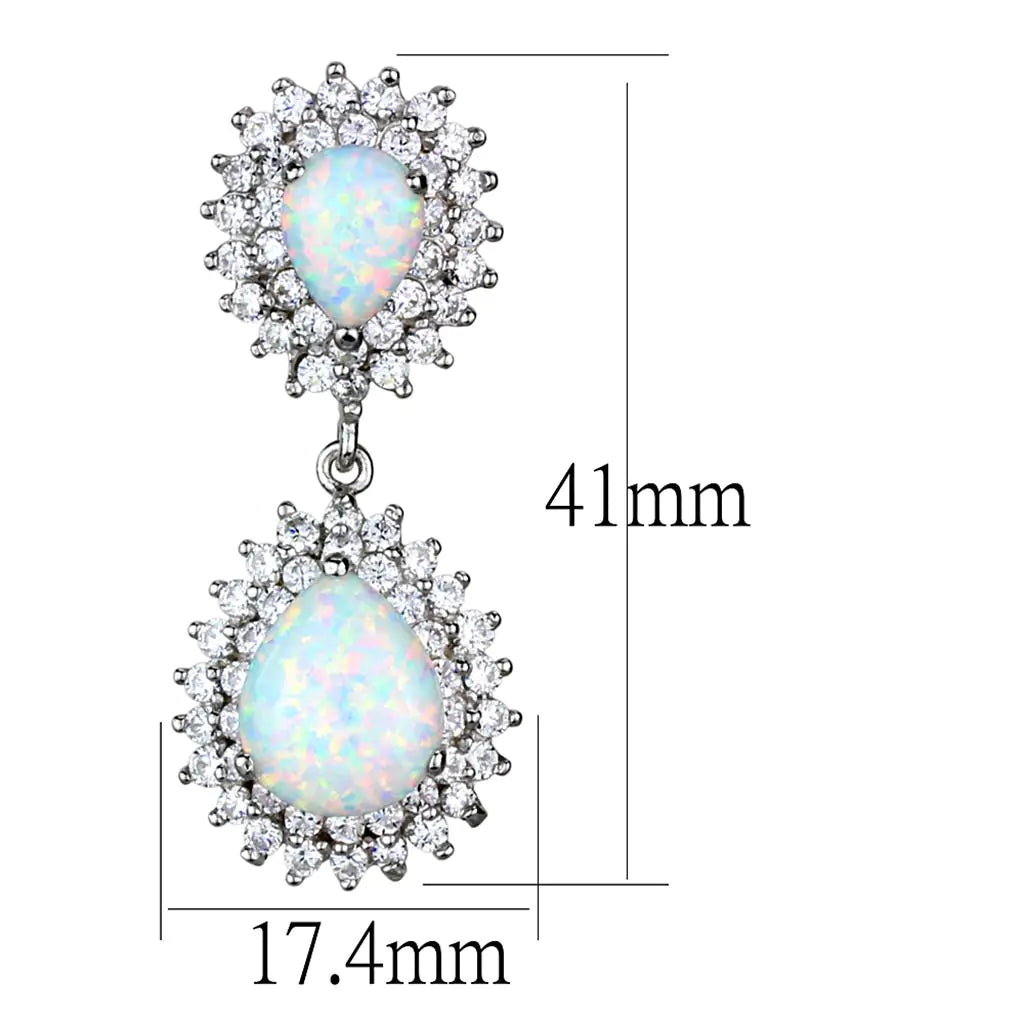 Rhodium 925 Sterling Silver Earrings with Semi-Precious Opal - Hydration Tribe LLC