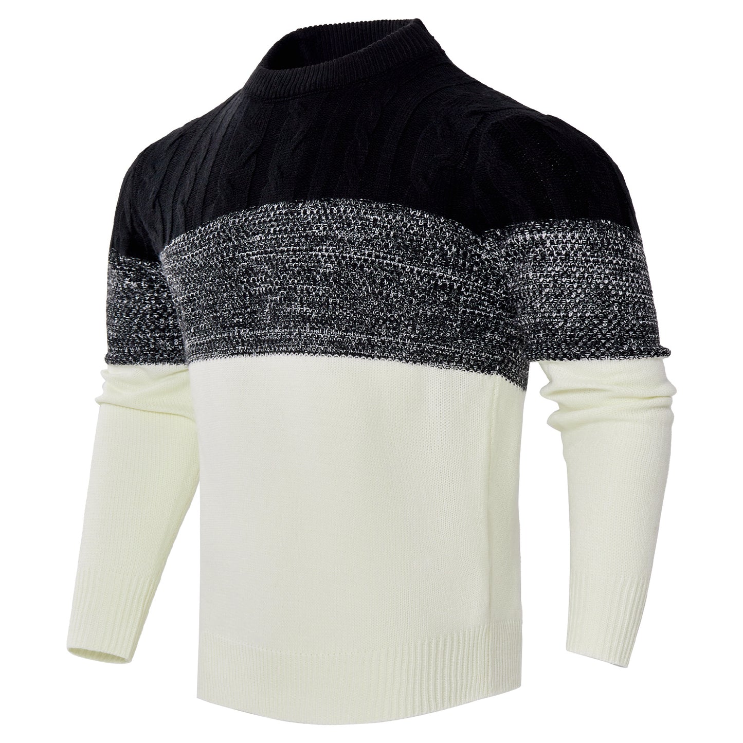 Men's Long Sleeve Cable Knit Pullover Sweater
