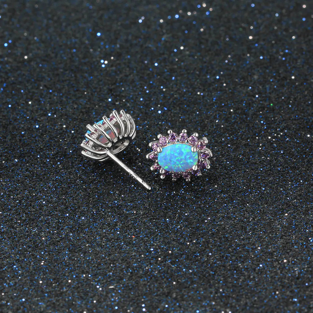 S925 Silver Jewelry with Purple Zircon Stud Earrings - Hydration Tribe LLC