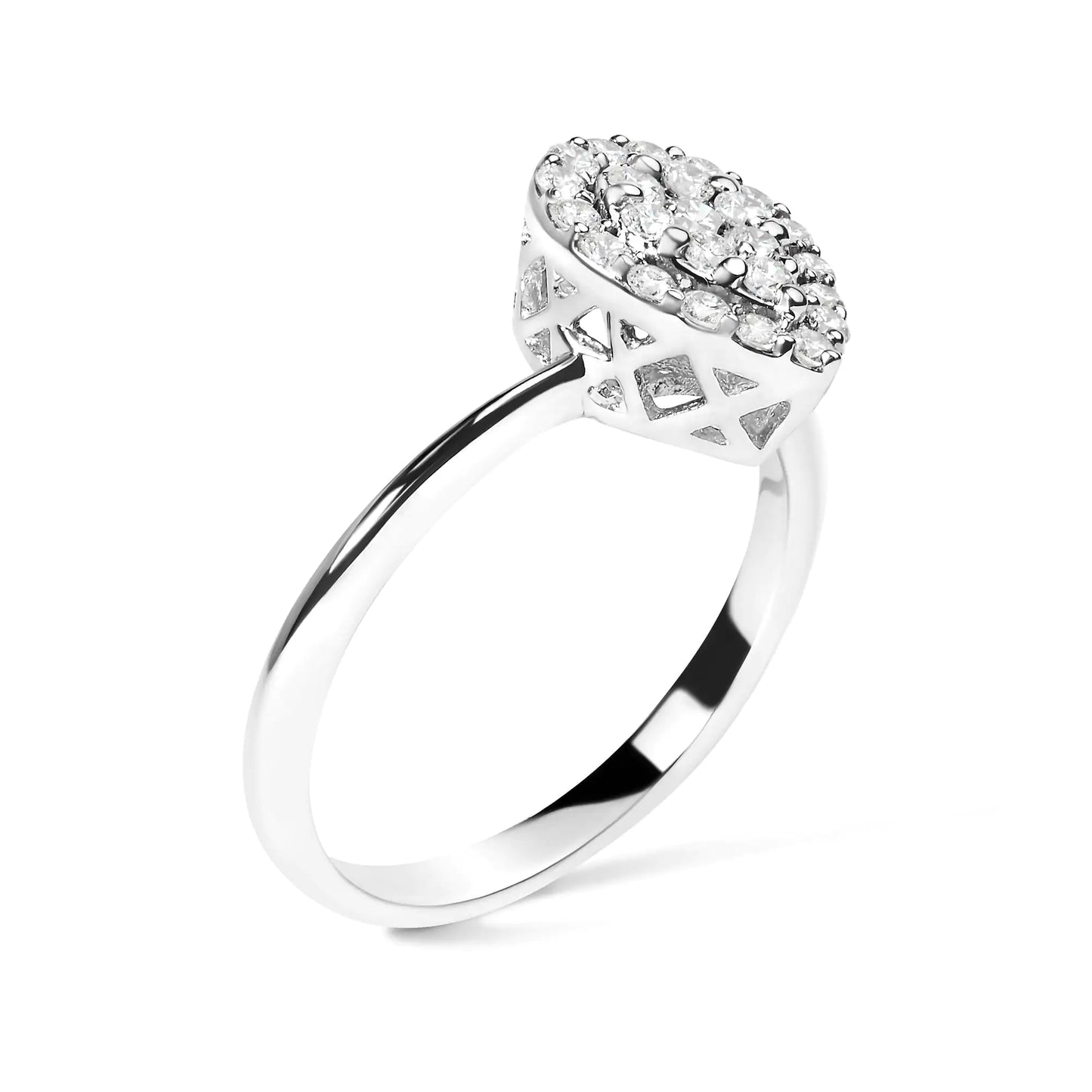 .925 Sterling Silver 3/8 Cttw Lab Grown Diamond Cluster and Halo Pear Promise Ring (G-H Color, VS2-SI1 Clarity) - Size 7 - Hydration Tribe LLC