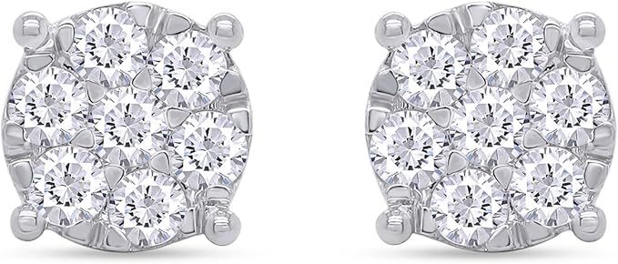Cluster Stud Earrings In 14k Gold Over Sterling Silver