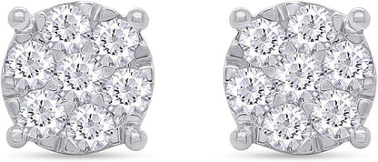 Cluster Stud Earrings In 14k Gold Over Sterling Silver