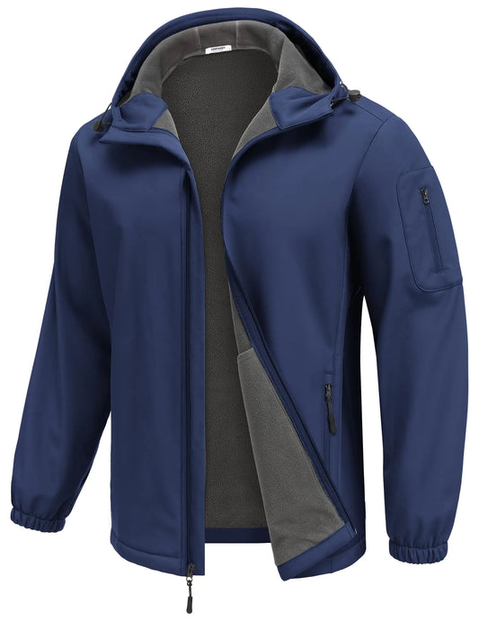 Mens Softshell Hooded Fleece Lined Windbreaker - Hydration Tribe LLC