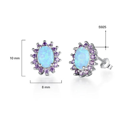 S925 Silver Jewelry with Purple Zircon Stud Earrings - Hydration Tribe LLC