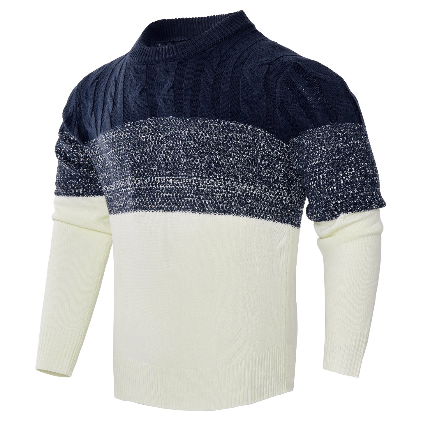 Men's Long Sleeve Cable Knit Pullover Sweater