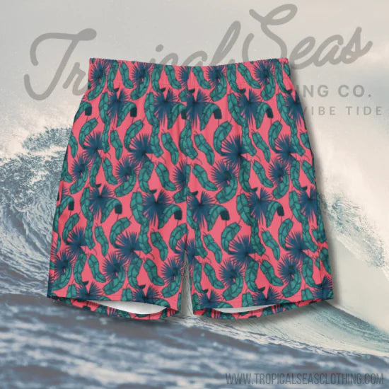 Men's Tropical Flamingo Palms Board Shorts - Hydration Tribe LLC