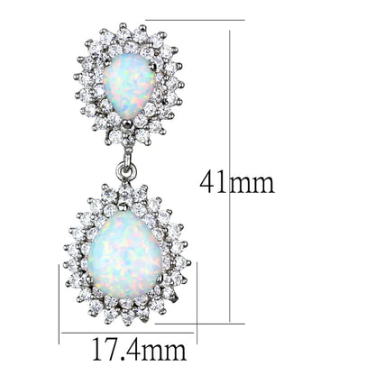 Rhodium 925 Sterling Silver Earrings with Semi-Precious Opal - Hydration Tribe LLC