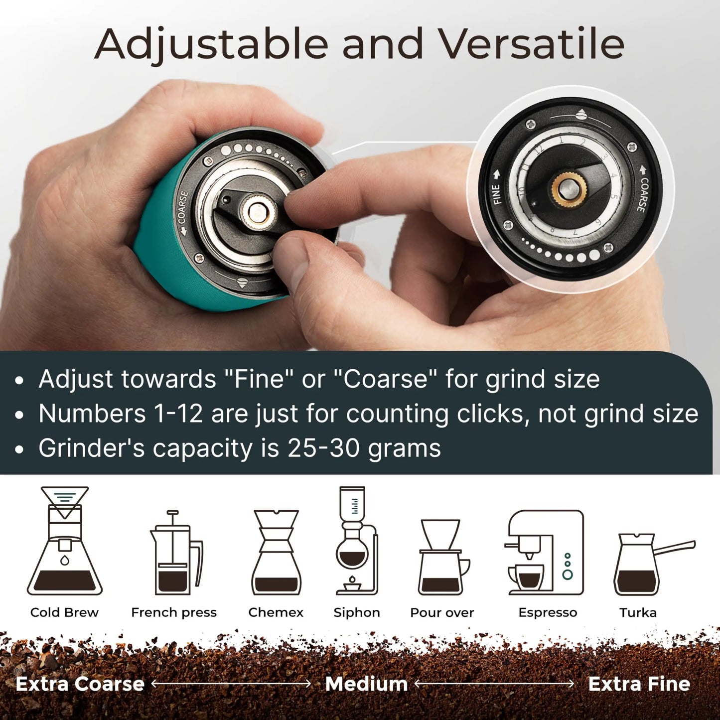 Aqua Sky Manual Burr Coffee Grinder - Hydration Tribe LLC