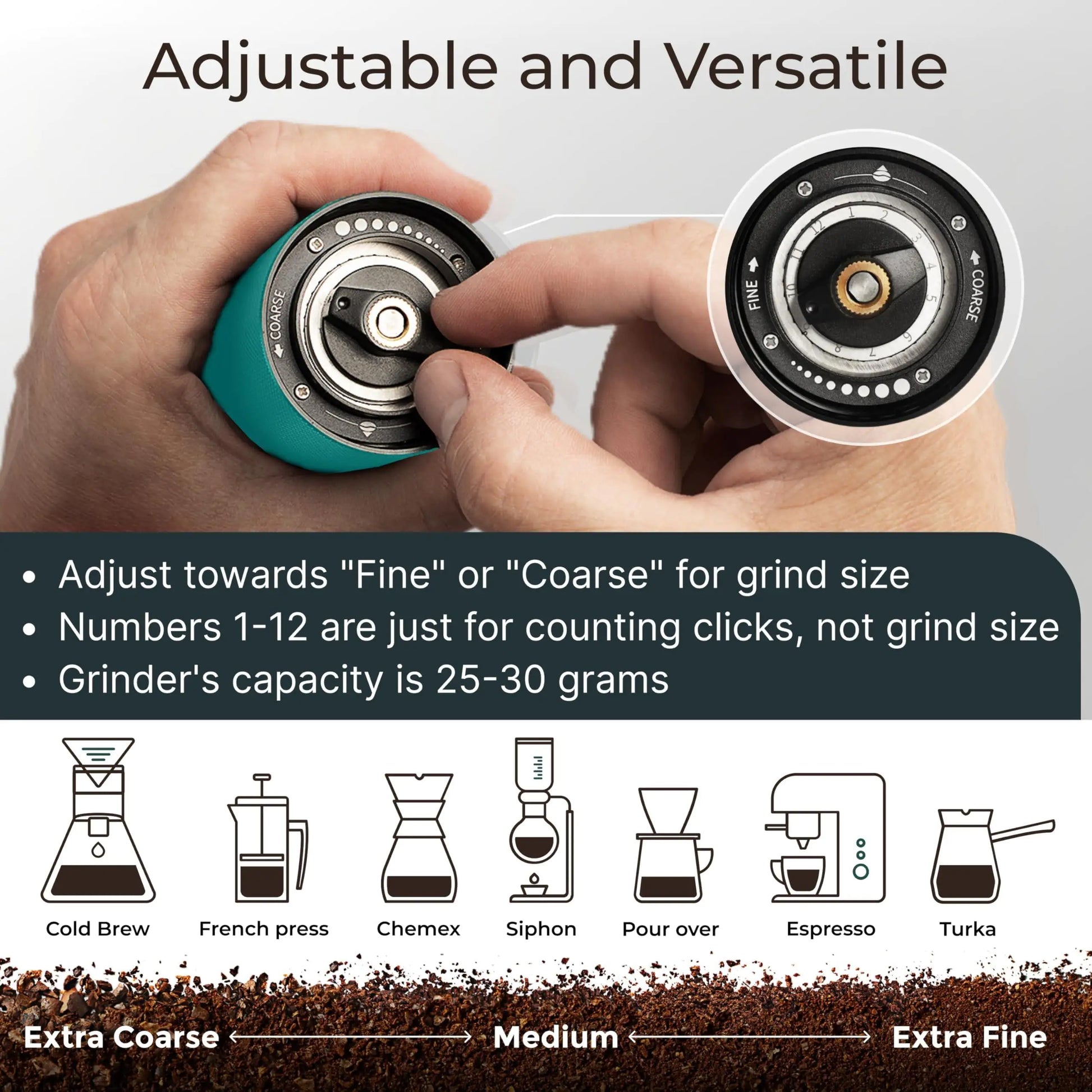 Aqua Sky Manual Burr Coffee Grinder - Hydration Tribe LLC