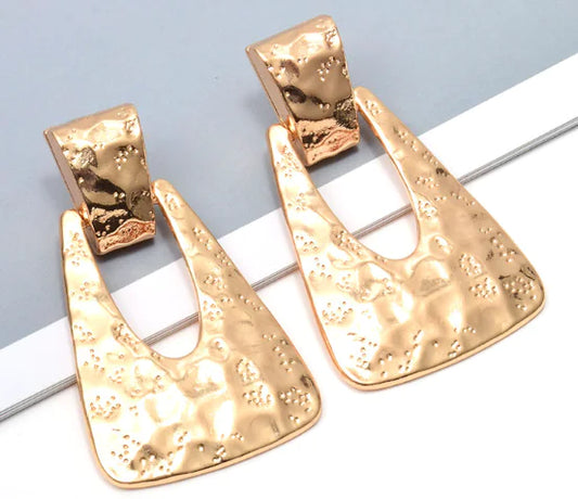 Trapezoid Textured Metal Drop Earrings (Single Piece) - Hydration Tribe LLC