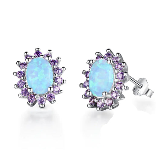 S925 Silver Jewelry with Purple Zircon Stud Earrings - Hydration Tribe LLC