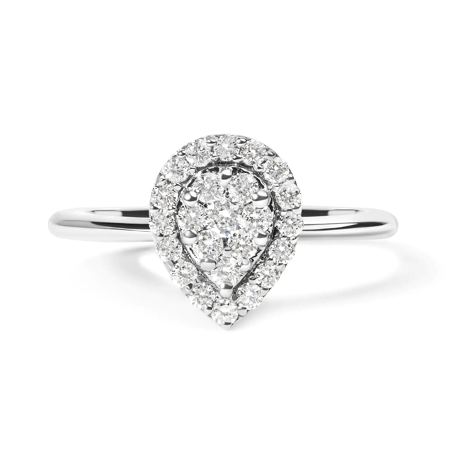 .925 Sterling Silver 3/8 Cttw Lab Grown Diamond Cluster and Halo Pear Promise Ring (G-H Color, VS2-SI1 Clarity) - Size 7 - Hydration Tribe LLC