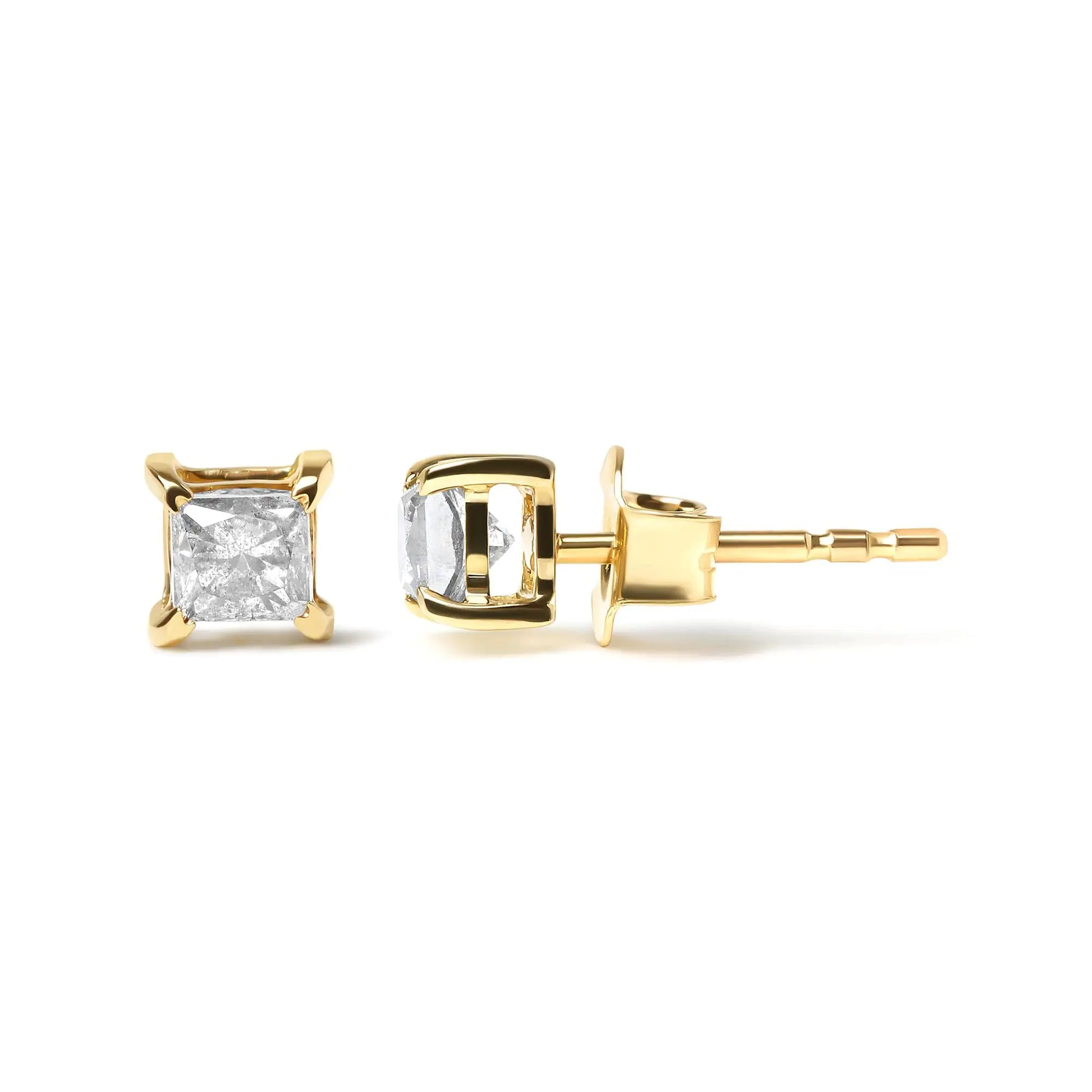 10K Gold Diamond 4-Prong Solitaire Stud Earrings - Hydration Tribe LLC