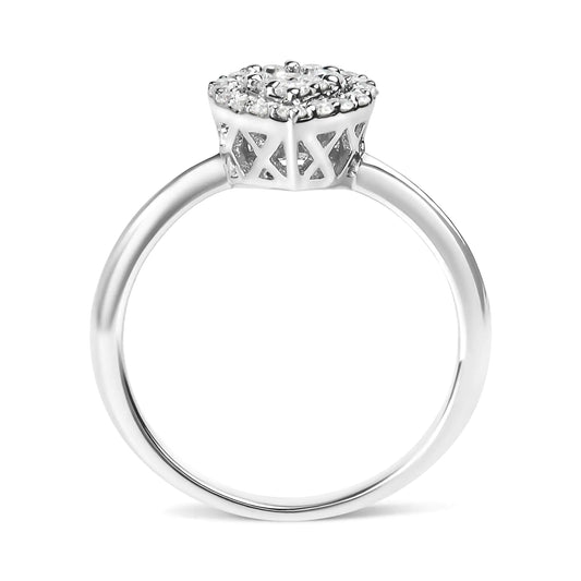 .925 Sterling Silver 3/8 Cttw Lab Grown Diamond Cluster and Halo Pear Promise Ring (G-H Color, VS2-SI1 Clarity) - Size 7 - Hydration Tribe LLC