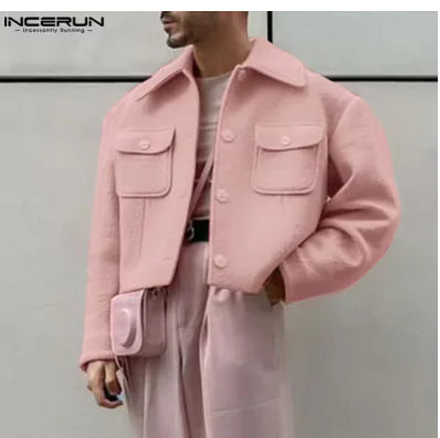 Men's Fashion High Waist Work Pocket Tweed Jacket - Hydration Tribe LLC