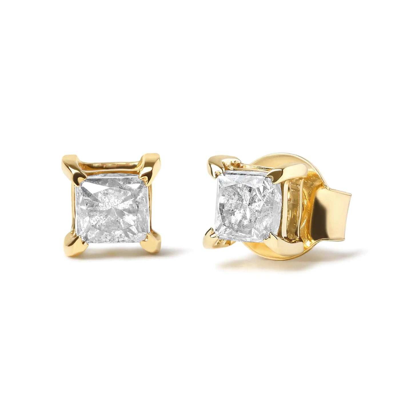 10K Gold Diamond 4-Prong Solitaire Stud Earrings - Hydration Tribe LLC