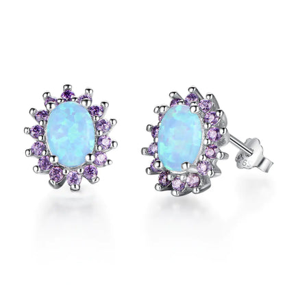 S925 Silver Jewelry with Purple Zircon Stud Earrings - Hydration Tribe LLC