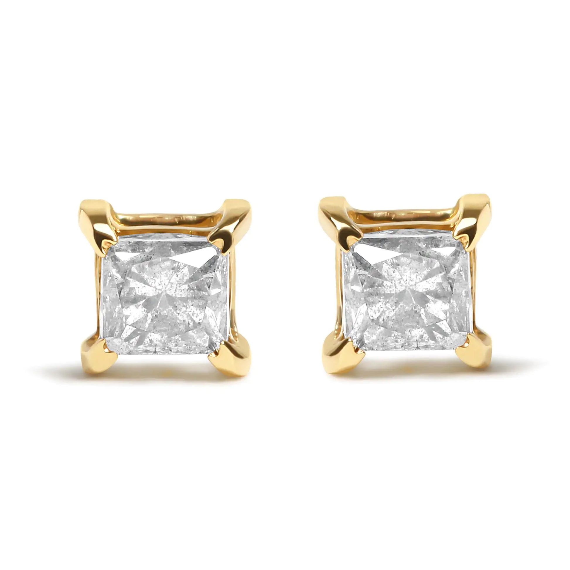 10K Gold Diamond 4-Prong Solitaire Stud Earrings - Hydration Tribe LLC