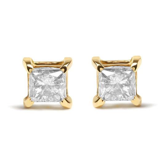 10K Gold Diamond 4-Prong Solitaire Stud Earrings - Hydration Tribe LLC